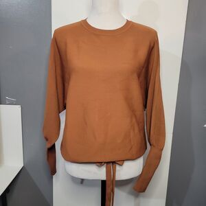 Niveau batwing long‎ sleeve cognac crew neck sweater women size large
